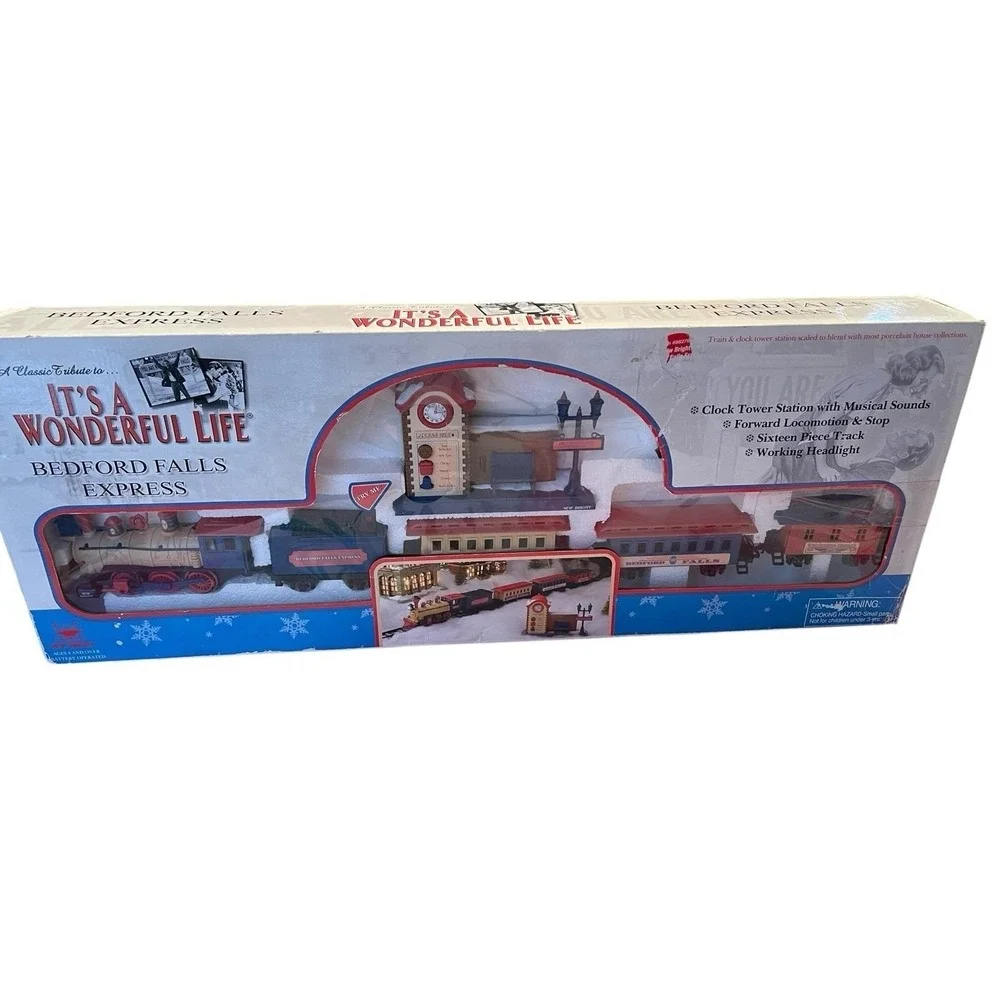 It's A Wonderful Life Bedford Falls Express Train Set No. 179 Tested Works EUC‎